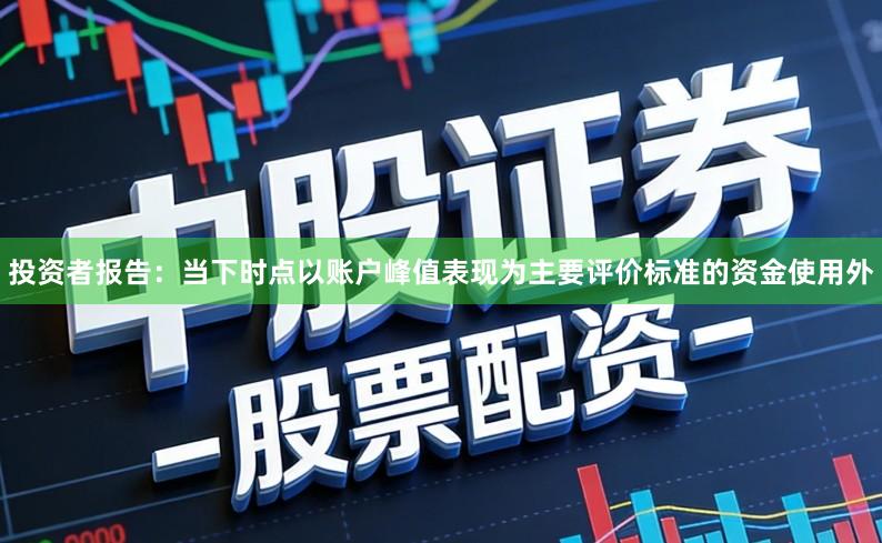 投资者报告：当下时点以账户峰值表现为主要评价标准的资金使用外